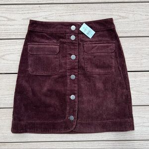 Loft | Petite Corduroy Button Front Skirt
